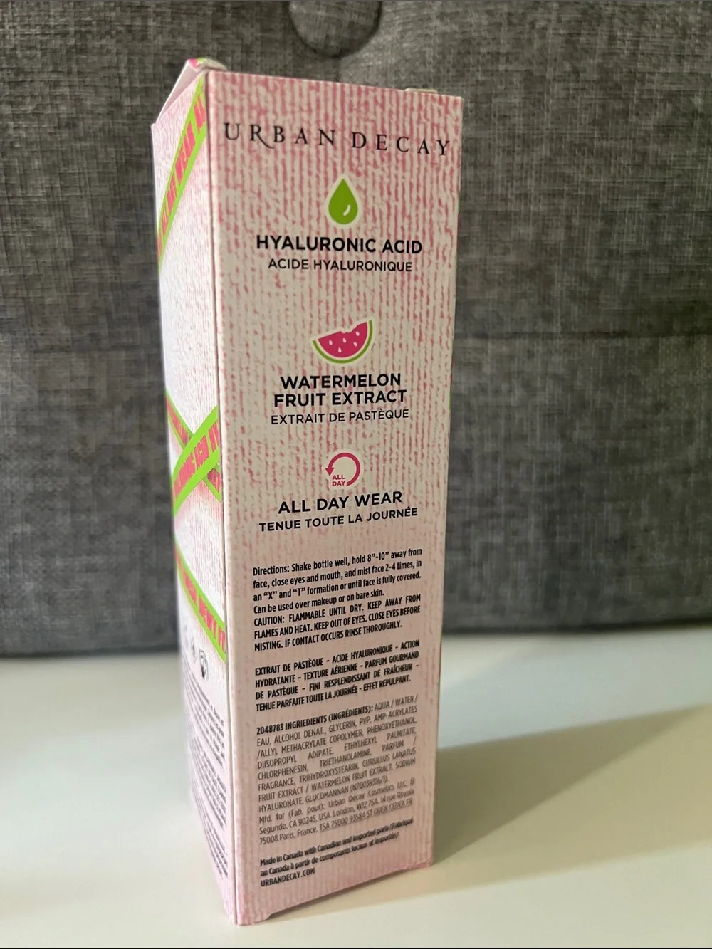 Urban Decay All Nighter Makeup Setting Spray — Bright Pink & Neon Green Accents